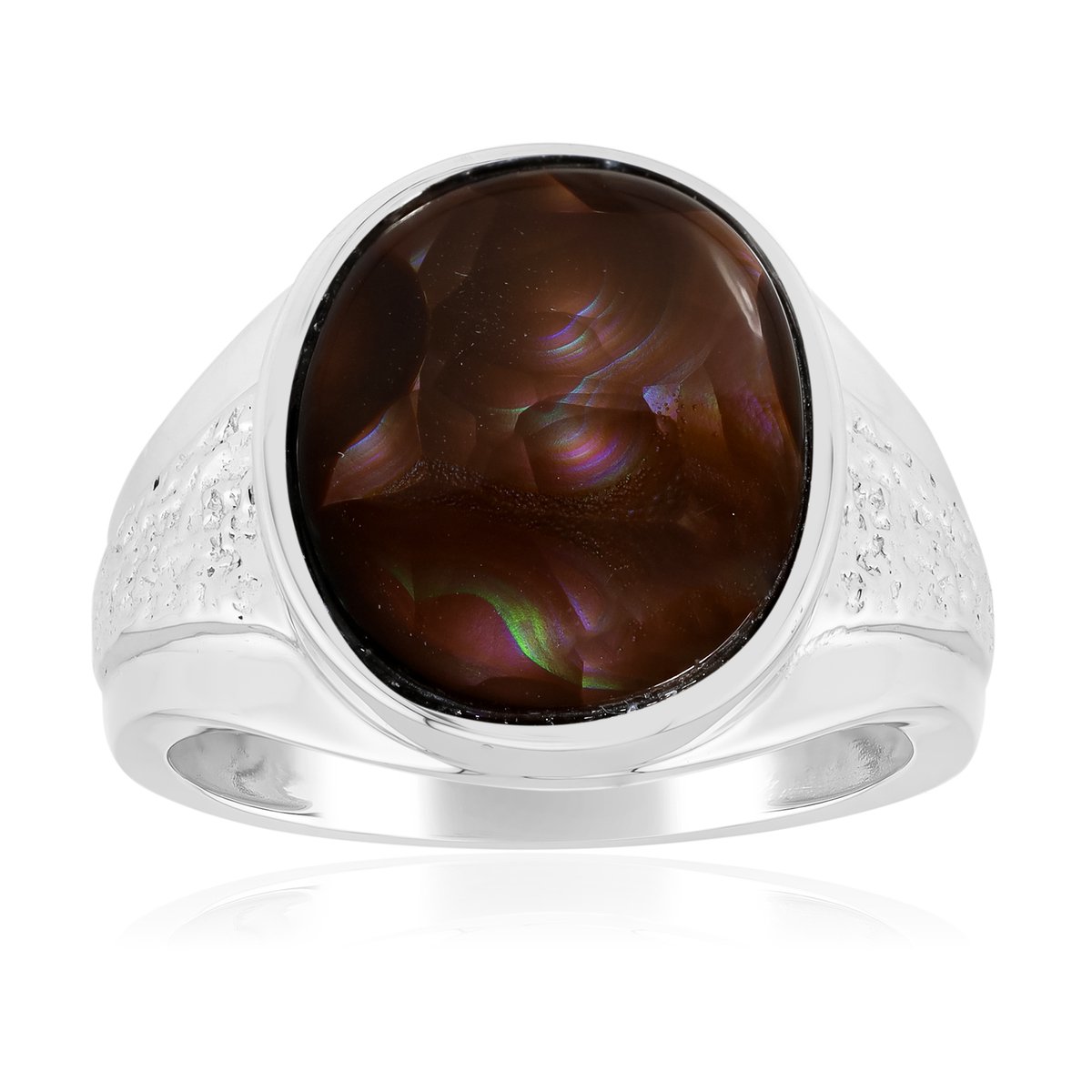 Cavill - Zilveren ring 925 sterling met 6,44 ct Mexicaanse vuuragaat - Ovale fancy cabochon - Rhodium verguld - Elegante edelsteenring