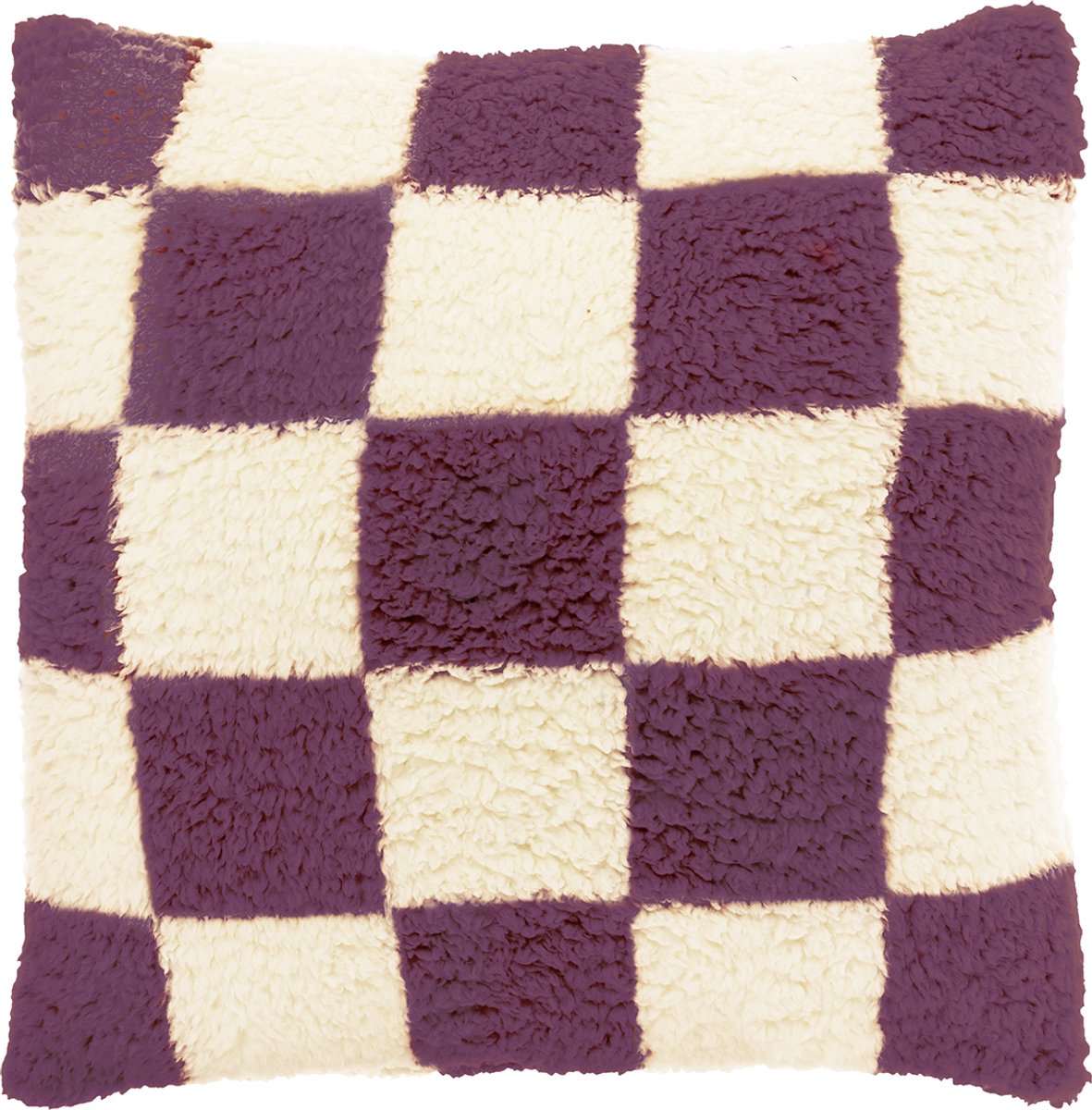 Unique Living Sierkussen Check 53x53cm - Dove White/ Dark Purple Wit