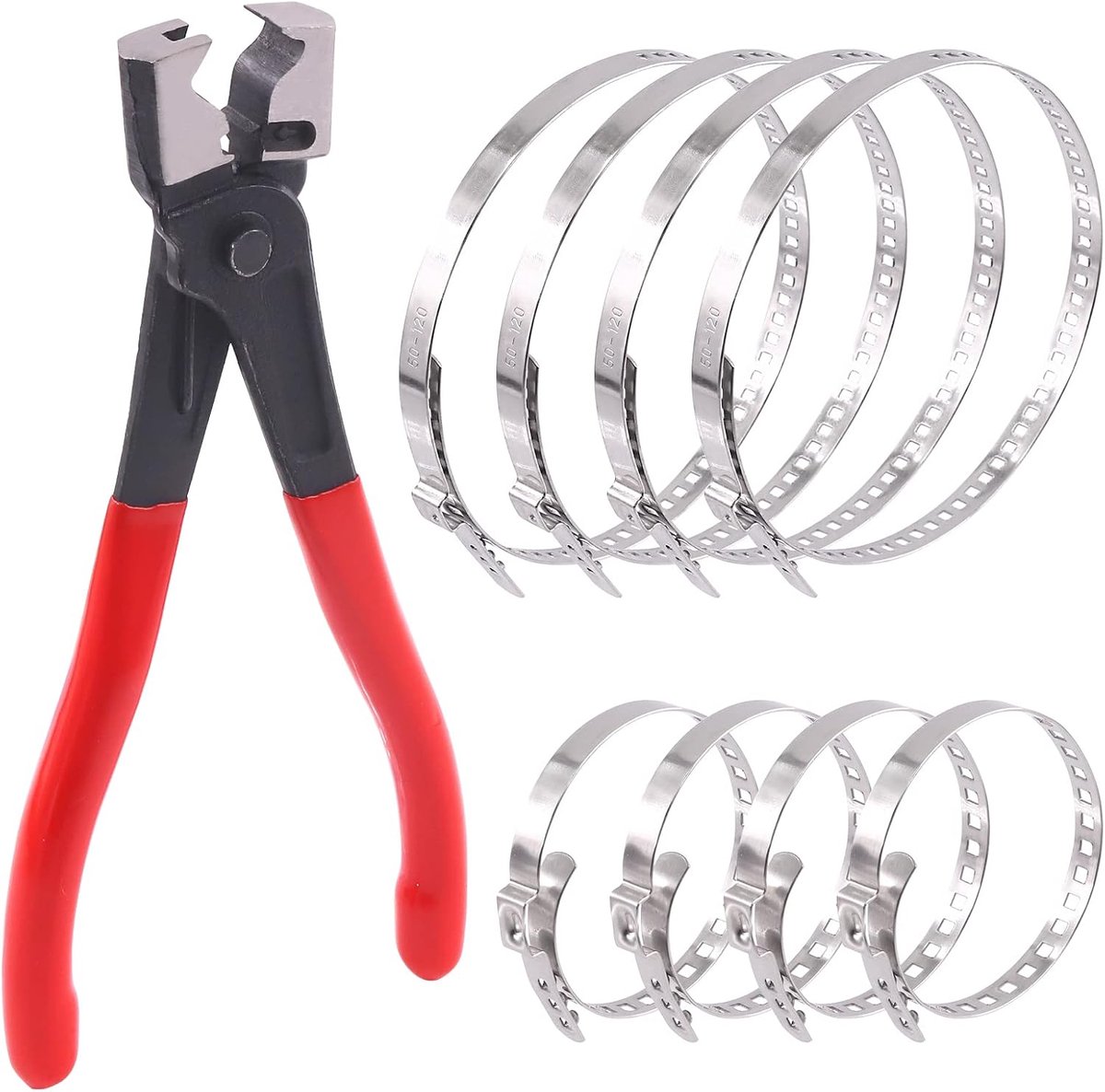 Stainless Steel Hose Clamps with CV Boat Clamp Kit, for Most Cars, Pack of 9 - ShopVlot