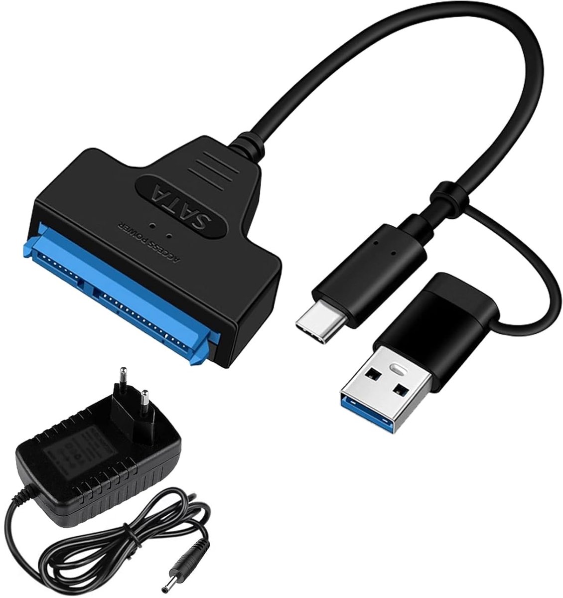 SATA USB Adapter, SATA to USB Cable, 2-in-1, Hard Drive Adapter, Compatible with 2.5 and 3.5 Inch HDD SSD External - ShopVlot
