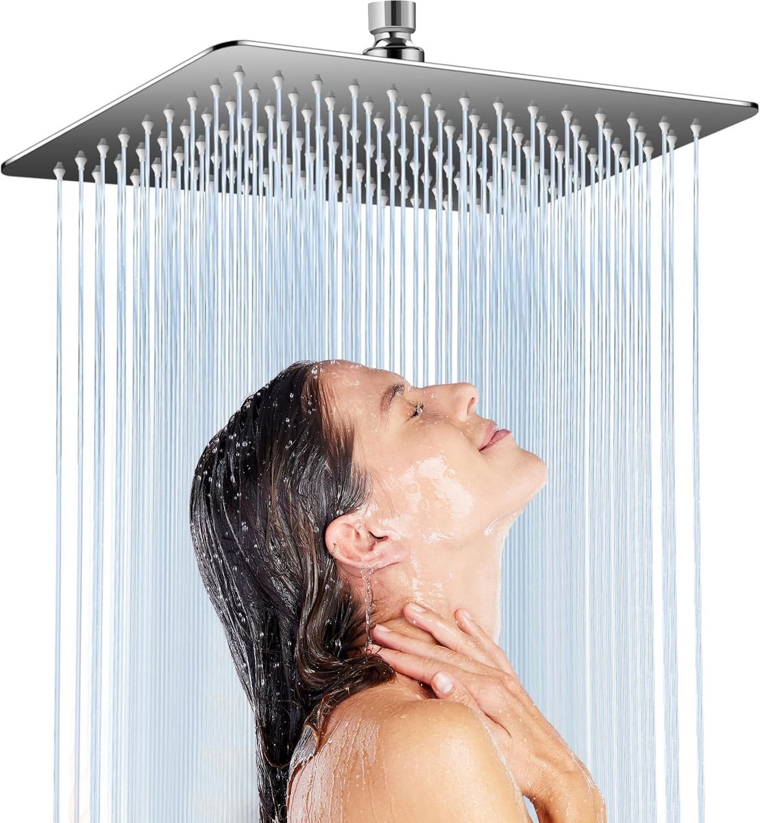 SnelShoppen - Rain Shower Head 30x30cm - Vierkante RVS Douchesproeier met Luchtinjector Technologie - Perfecte Waterdruk voor een Verfrissende Douche-