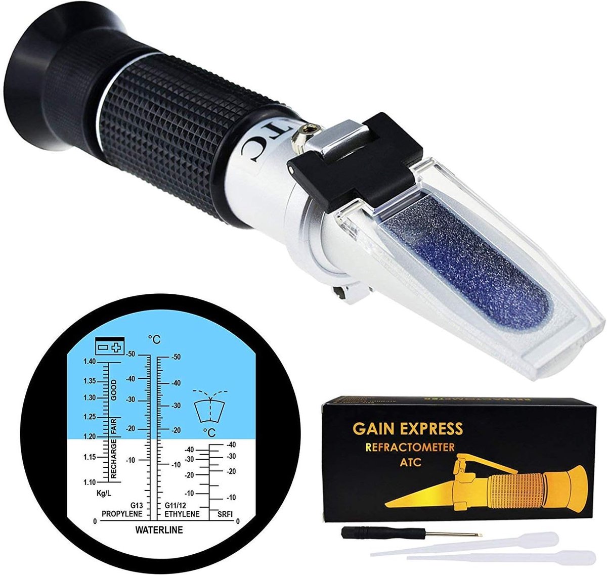 ATC 5-in-1 car battery antifreeze refractometer for density, ethylene-propylene glycol system and windshield washer - ShopVlot