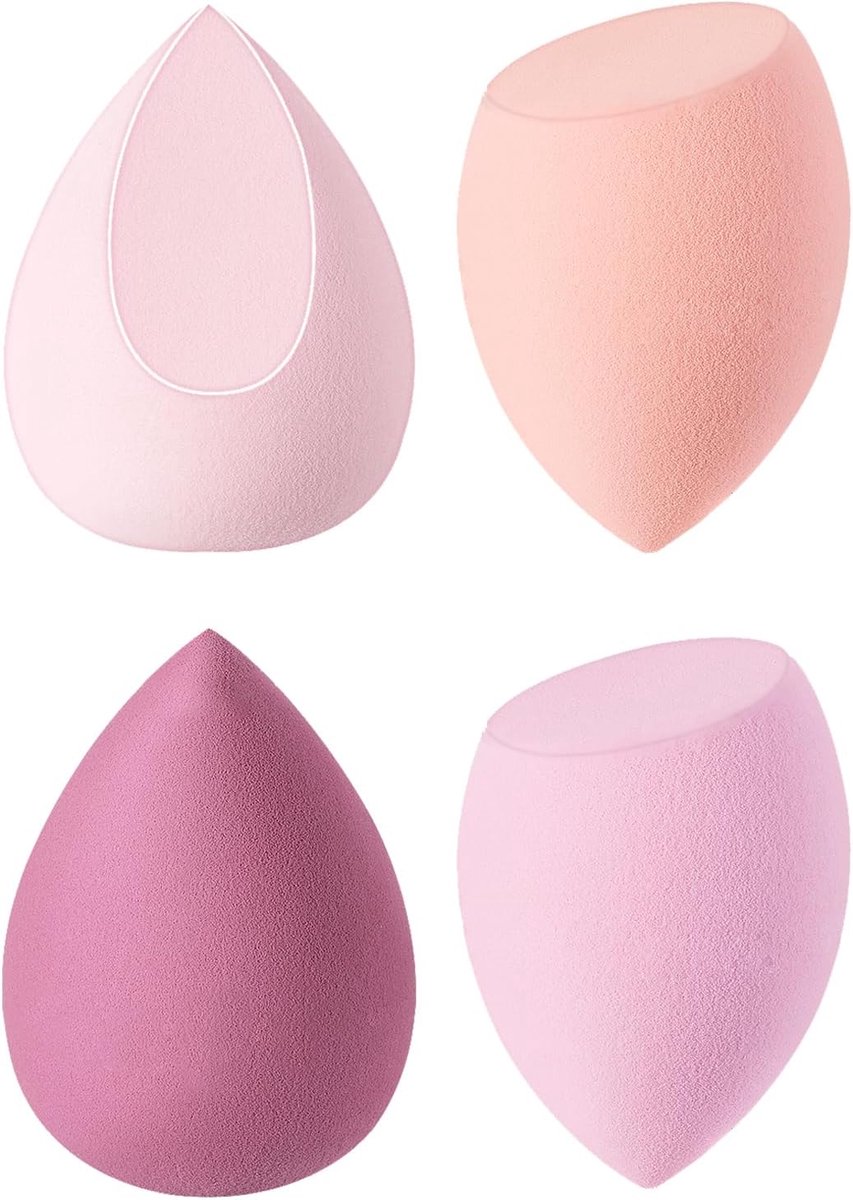 Makeup Sponges Set of 4 Beauty Blender Sponges for Dry and Wet Use for Creams, Liquids and Powders, Pink - ShopVlot