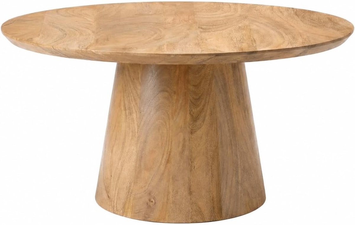 Japandi rond lichtbruin mangohout 80cm Remi bijzettafel Japanse stijl