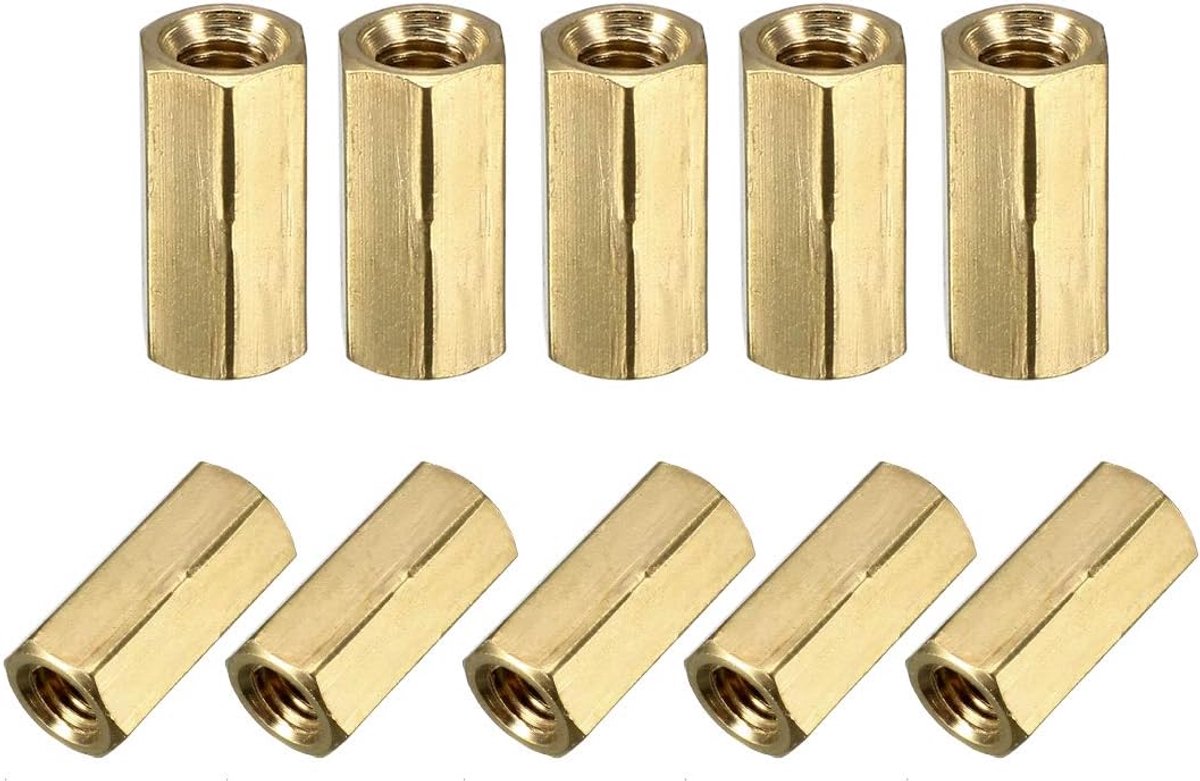 sourcing map 100pcs Straight PCB Column Female Thread Hexagon Spacer Brass M3x5x14mm 30pcs M3 10mm Gold Tone - ShopVlot