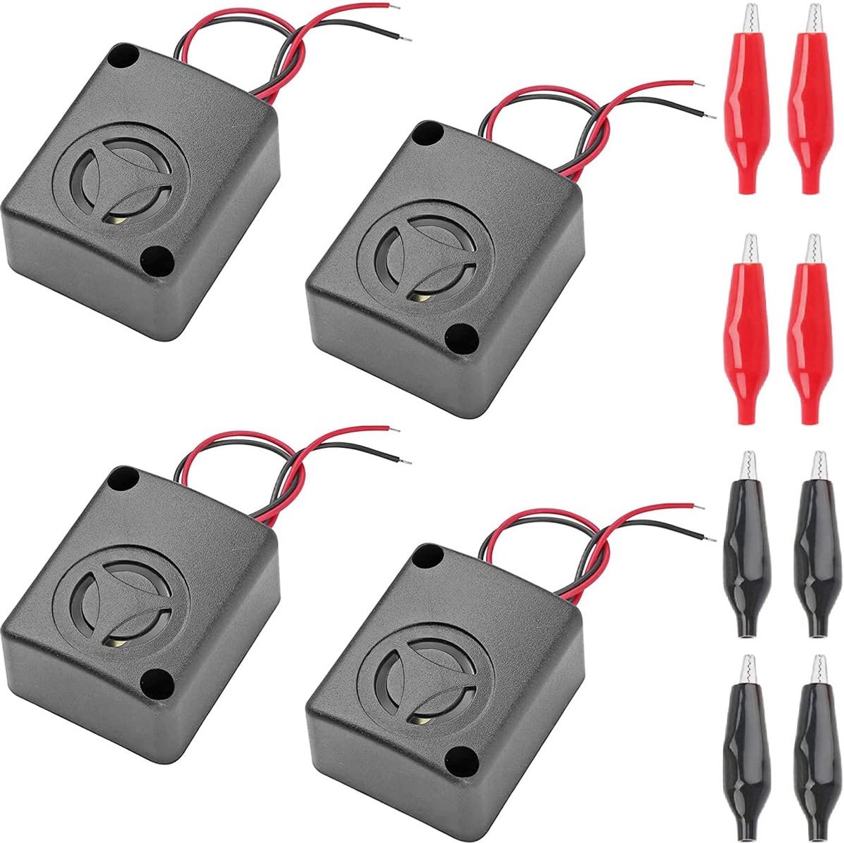 4pcs Black Mini Piezo Alarm Siren 12V DC 110dB Insurance Anti Theft HighDecbel Square Enclosure Active Buzzer Alarm - ShopVlot