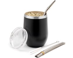 balibetov Moderne Mate Cup en Bombilla Set (Yerba Mate Cup) -Yerba Mate Set bevat dubbelwandige 18/8 roestvrijstalen - ShopVlot