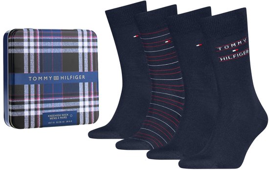Th Men Sock 4p Giftbox Tommy Stripe Navy | Blauw | Maat: 43/46