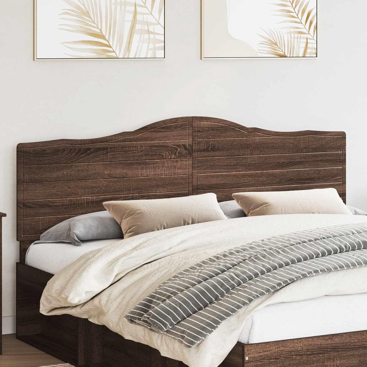Hoofdeinde voor bed, 183 cm breed, eikenlook, modern hoofdeinde van hout, wandmontage of bedframe, slaapkamermeubels, bruin