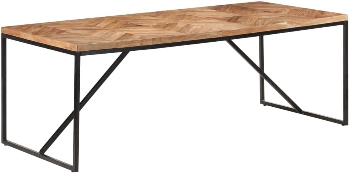 Massief acacia en mangohout industrieel mozaïekdesign 200x90x76 cm zwart