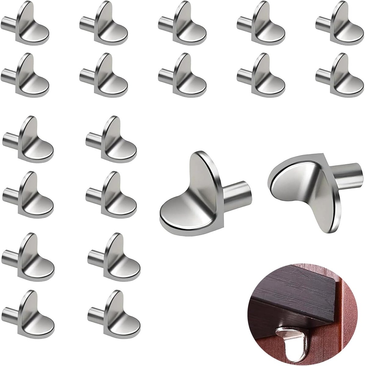 Shelf Support Pegs, 20 Pcs 5mm L-Shaped Solid Alloy Shelf Pins for Kitchen Cabinet Shelf Pegs, Wardrobe and Cabinet - ShopVlot