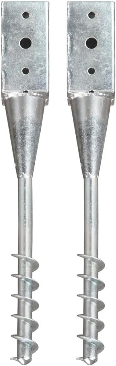 2 x grondpen, 7 x 7 x 56 cm, paalankers van verzinkt staal voor tuin, hekpalen en rozenbogen, robuuste grondankers voor stabiele grip