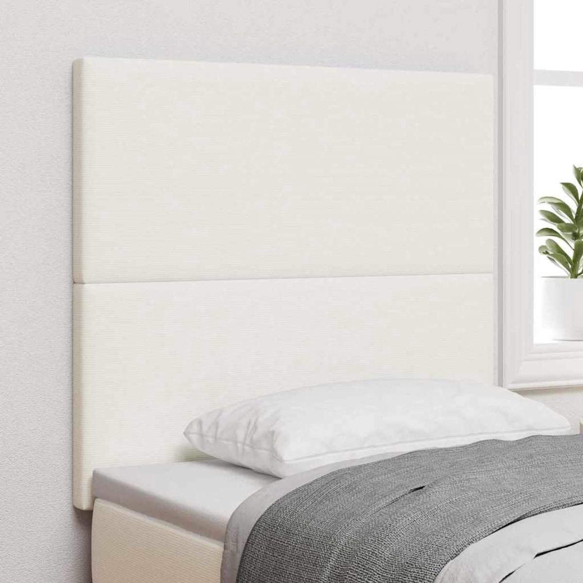 Modern in hoogte verstelbaar hoofdeinde, crèmekleurig, 80 cm, corduroy met schuimvulling, gemaakt van hout en grenenhout, onderhoudsvriendelijk en comfortabel voor je slaapkamer.