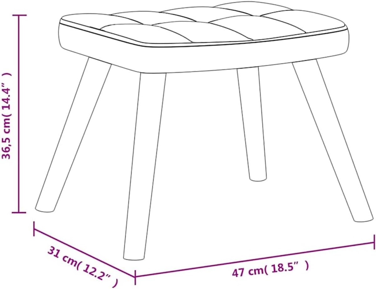 Relaxstoel met voetenbank, zwart, polyesterstof, zithoogte 40,5 cm, zitdiepte 46 cm, 1 stoel + 1 kruk