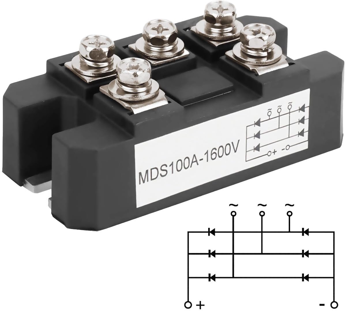 Powerful Three Phase Diode Bridge Rectifier MDS100A 1600V AD to DC Full Wave Diode Module AC DC Inverter Stable Power - ShopVlot