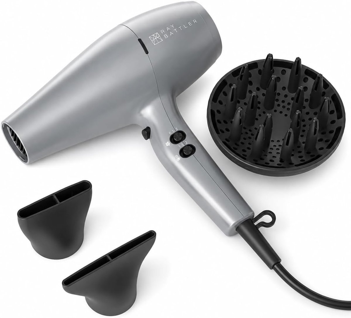 Föhn met Diffuser voor Krullen - Grijs - Professionele Haardroger met AC-motor - Voor Snel en Gemakkelijk Stylen