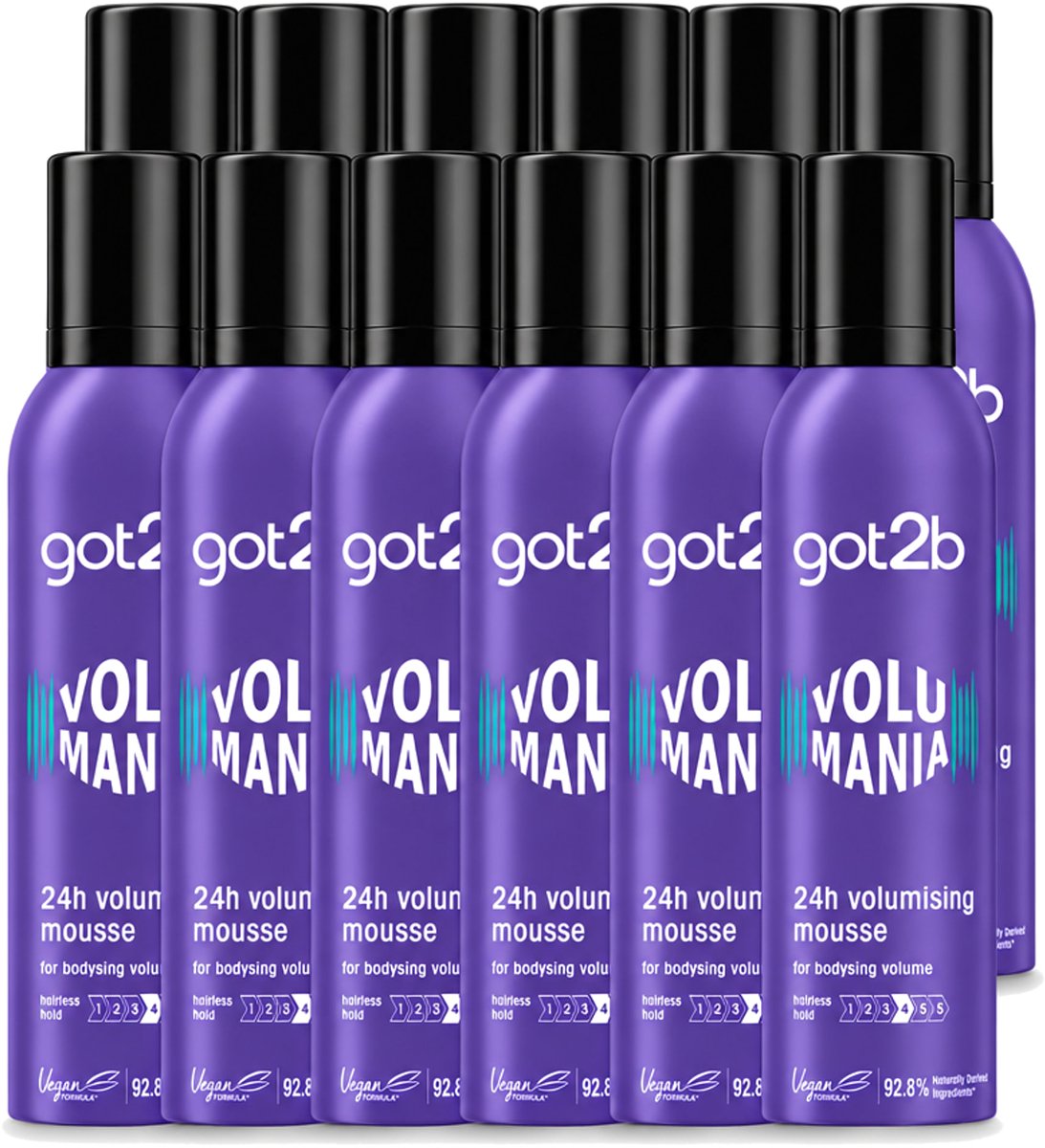 12 x Got2B - Volumemousse - Volumania 24H - 250 ml - Voordeelverpakking - 12 stuks