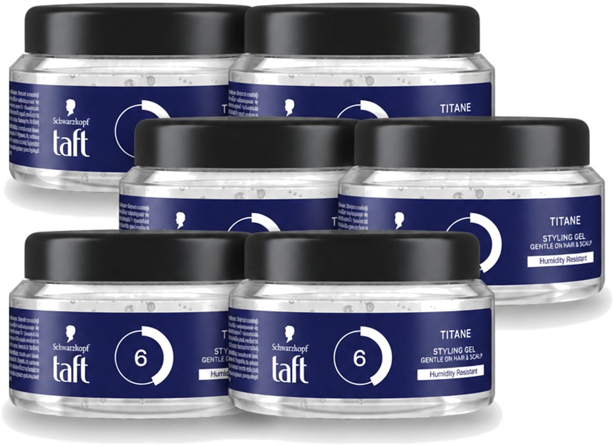 6 x Taft - Titane 6 - Styling Gel - Krachtige styling - 250 ml - Voordeelverpakking - 6 stuks