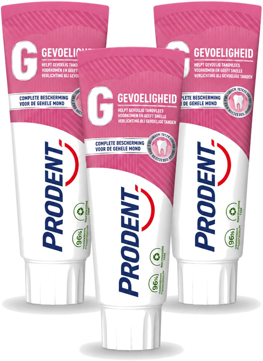 3 x Prodent – Tandpasta – Gevoeligheid – Pro-Zinc Technologie – 75 ml - Voordeelverpakking - 3 stuks