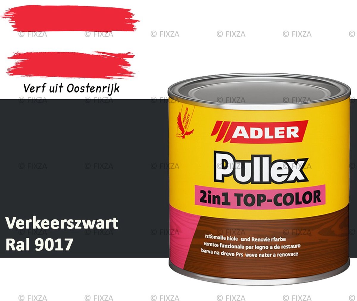 ADLER Pullex 2in1 Top-Color – Verkeerszwart – 2,5 Liter – Dekkende Houtverf Buiten – Zijdemat