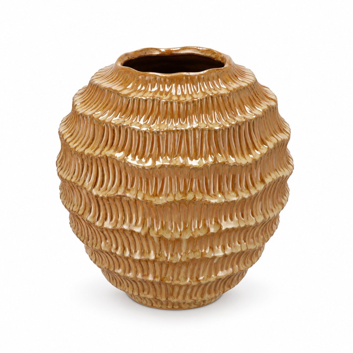 Daan Kromhout - Vaas - Goud - Structure - Bol - Quinty - 21x21cm