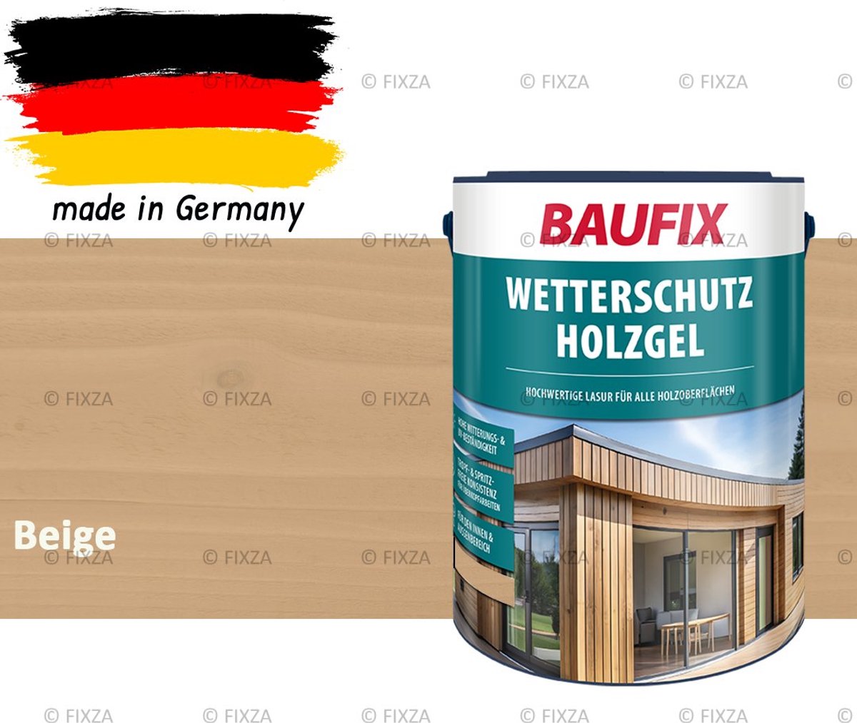 BAUFIX Buitenbeits – Beige – Zijdeglans – 5 Liter – Voor Schutting, Tuinhuis & Blokhut – UV- & Weerbestendig