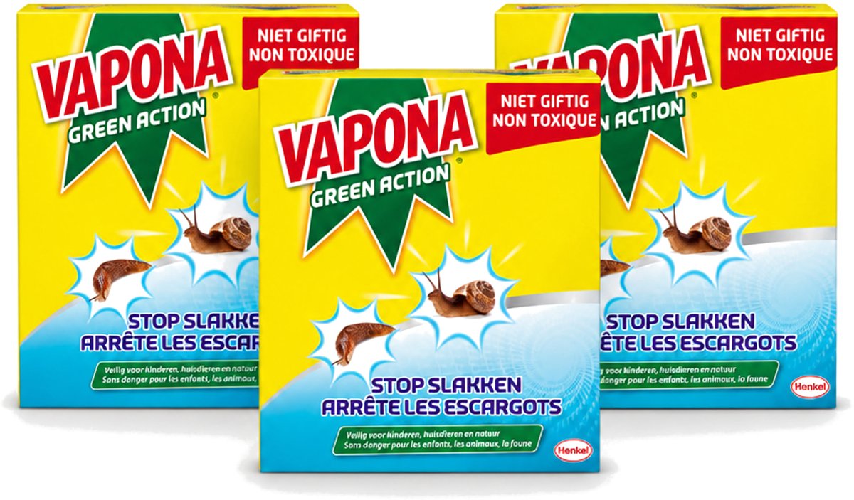 3 x Vapona - Slakkenkorrels - Green Action - Natuurlijk, Kind- & Diervriendelijk - 500g - Voordeelverpakking - 3 stuks