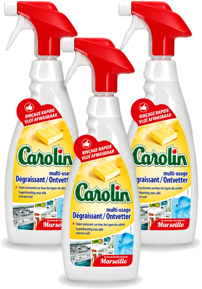 3 x Carolin - Keukenreiniger - Ontvetter - 650 ml - Voordeelverpakking - 3 stuks