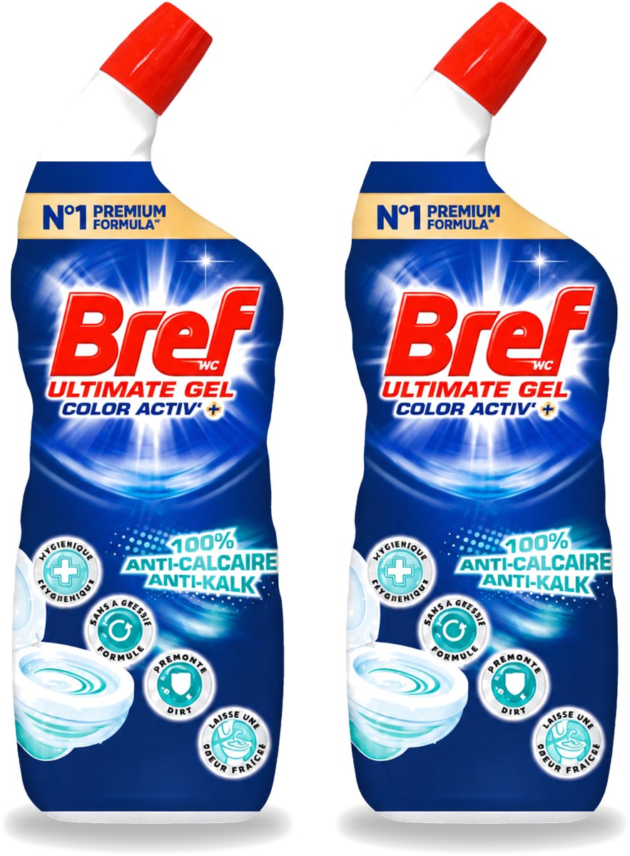 2 x Bref WC - Color Activ+ - Toiletreiniger - Gel - Anti-Kalk - Oceaan - 700 ml - Voordeelverpakking - 2 stuks