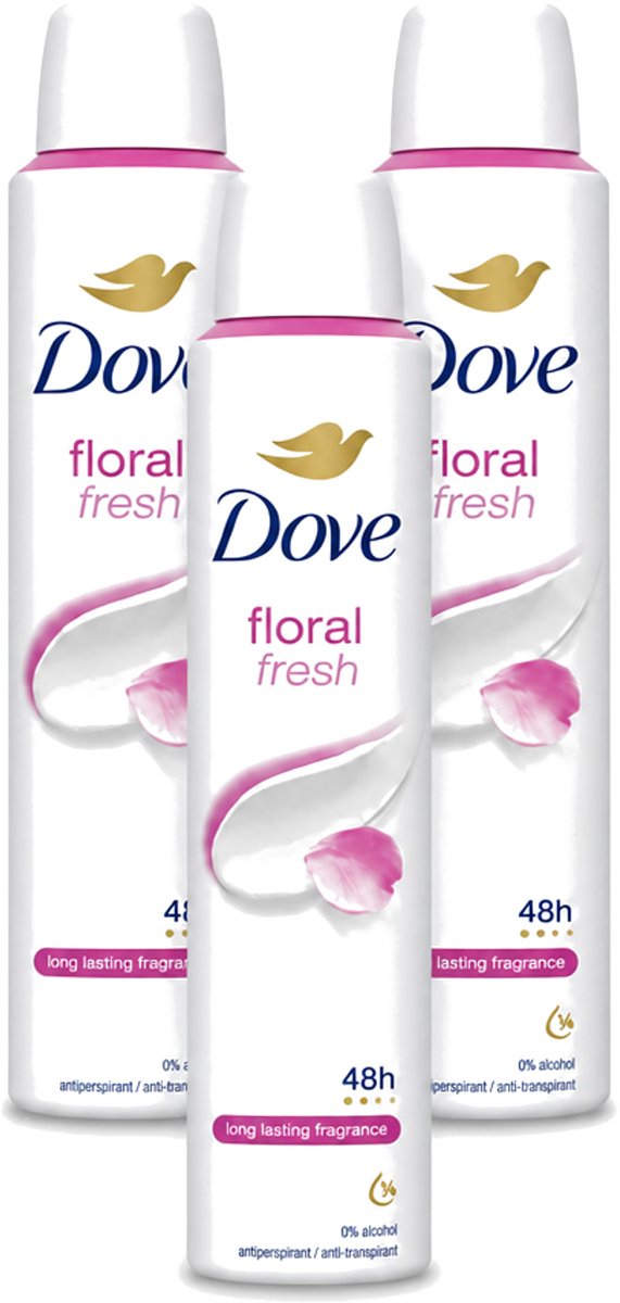 3 x Dove – Deodorant Spray – Floral Fresh – 200 ml - Voordeelverpakking - 3 stuks