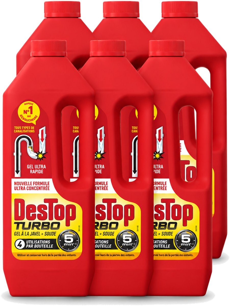 6 x Destop - Ontstopper - Turbo Gel - 1 L - Voordeelverpakking - 6 stuks