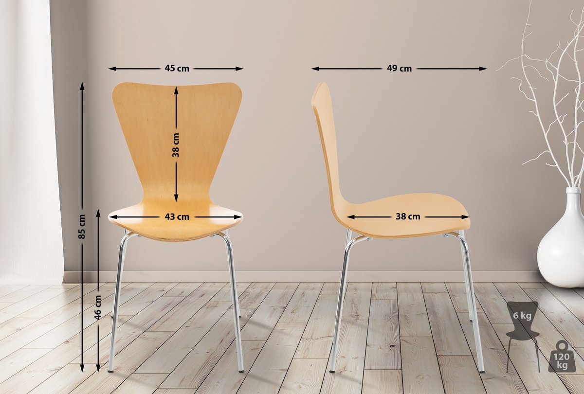 Luxe Comfort Milano 0006 bezoekersstoelen (set van 4) - naturel