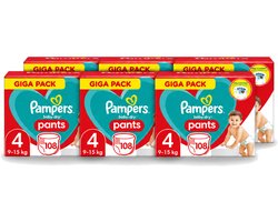 6 x Pampers - Baby-Dry Pants - Luierbroekjes - Maat 4 (9-15 kg) - Comfort Fit - 108 Luiers - Voordeelverpakking - 6 stuks