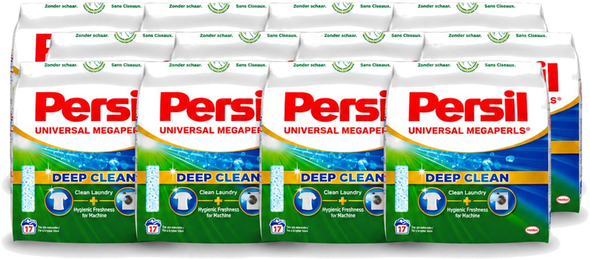 12 x Persil Universal Megaperls - Waspoeder - Witte en Gekleurde Was - 17 Wasbeurten - Voordeelverpakking - 12 stuks