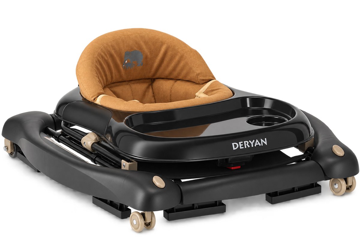 Deryan 4-in-1 Loopstoel - Met speelset - Inklapbaar - Zwart/Nougat – foto 5