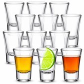 Set van 12 shotglaasjes - doorzichtige shotglaasjes van 25 ml voor feestjes, gezelligheid en als cadeau