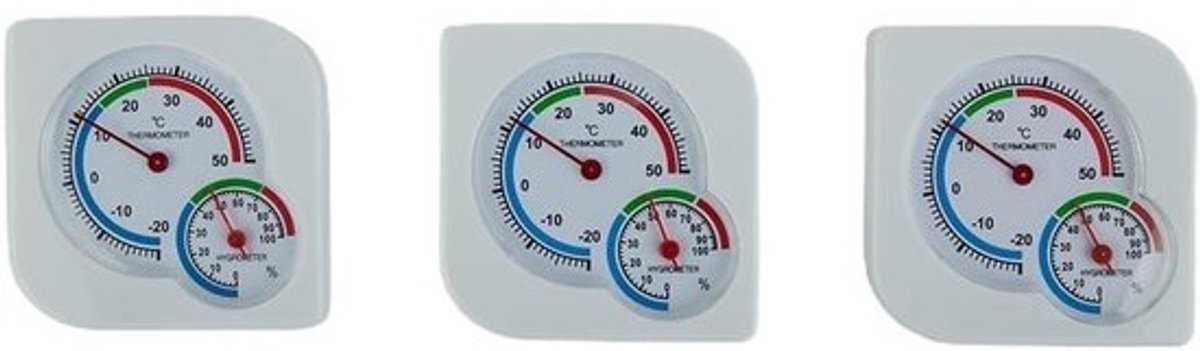 Set van 3 - Analoge thermo-hygrometers - Voor binnen en buiten