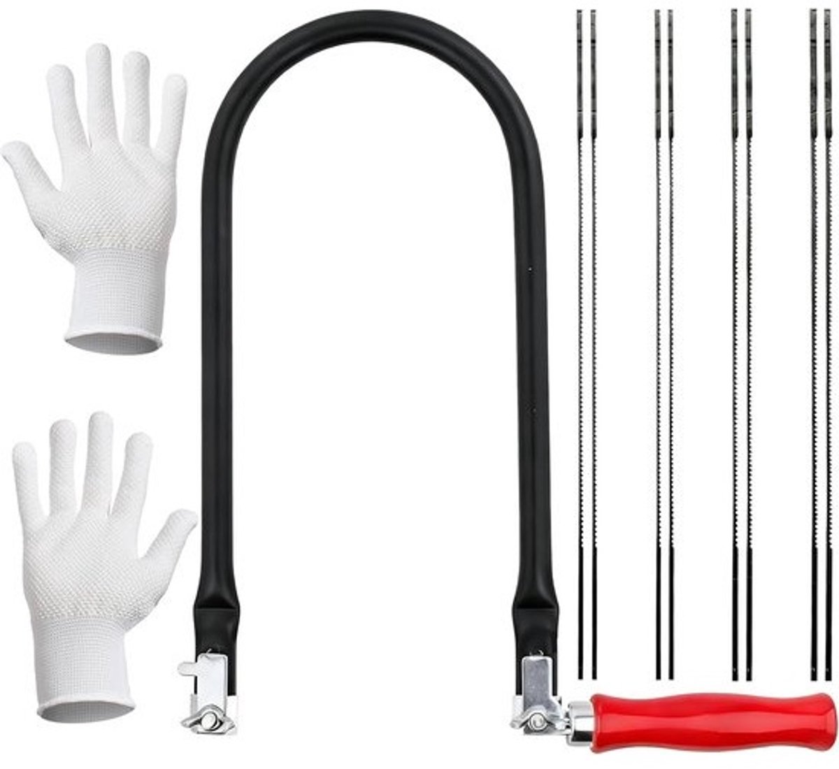 Set voor figuurzagen - Precisiezaagboog - Fijn houtbewerken - 8 precisiebladen - Boog van 31 cm - Zilver