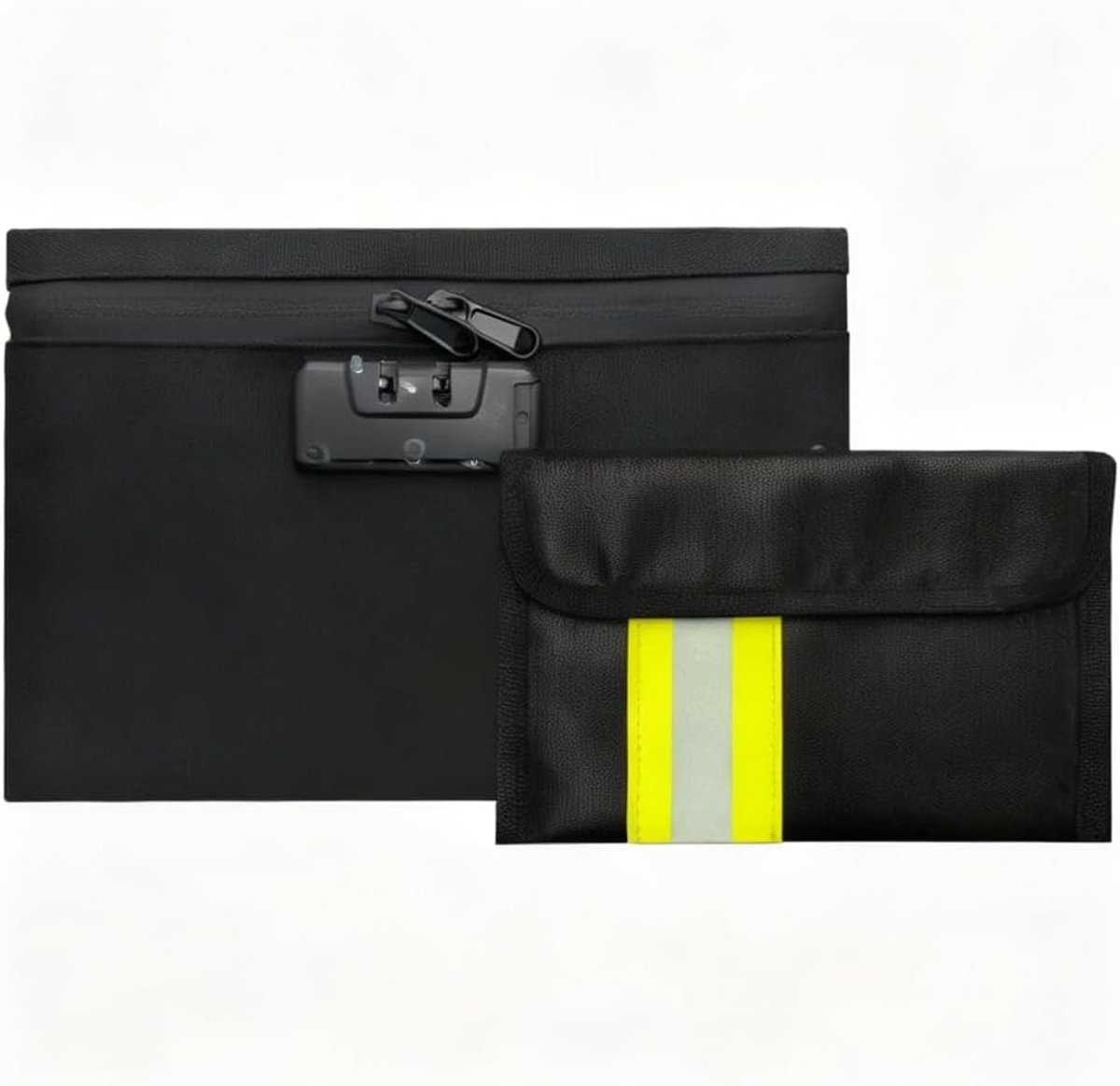 Veilige Documententas met Reflecterende Strepen, Set van 2, Waterdichte Organizer voor Documenten, Kaarten en Combinaties, 21 x 13,5 cm en 24 x 16,5 cm, Duurzaam Oxford Stof