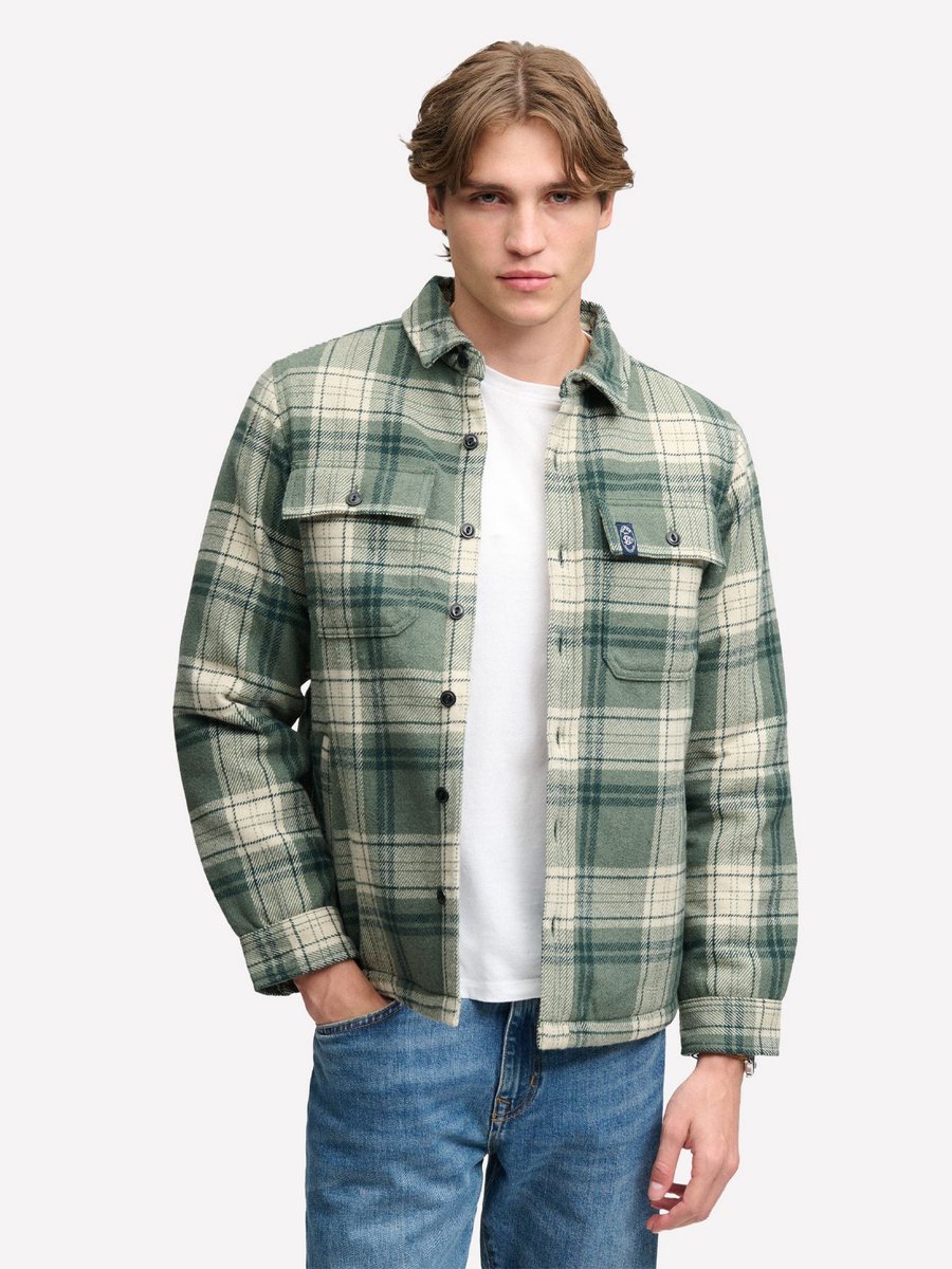Superdry Borg Lined Miller Overshirt oversized pasvorm Heren Lange mouwen shirts Grijs
