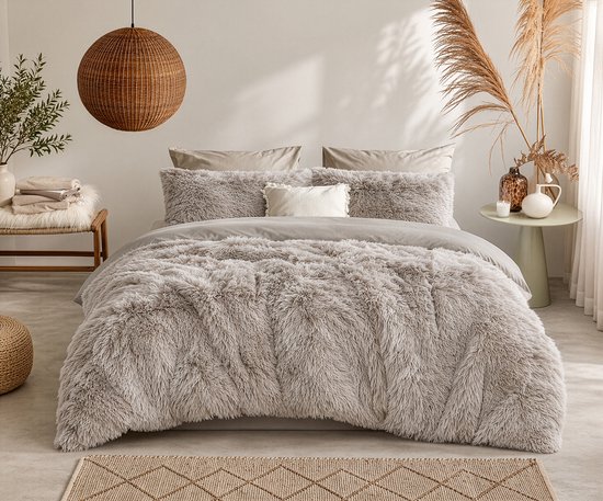 Dekbedovertrek Teddy Pluche Long Hair - Sand - Dekbedovertrek 200x200/220cm - 100% Teddy Pluche - Tweepersoons dekbedovertrekken - 200x220cm - Teddy Dekbedovertrek - Fluffy Dekbedovertrek - Effen Dekbedovertrek — afbeelding 3