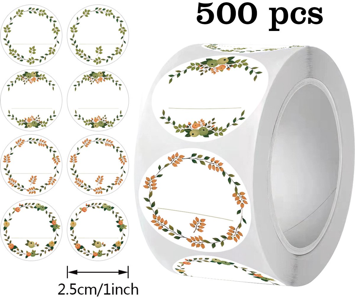 Zelfklevende etiketten, 1500 stuks jametiketten, zelfklevende etiketten, jampotten, ronde zelfklevende etiketten, geschikt voor potten, kruidenpotten en flessen.-Stijl 2-2.5cm