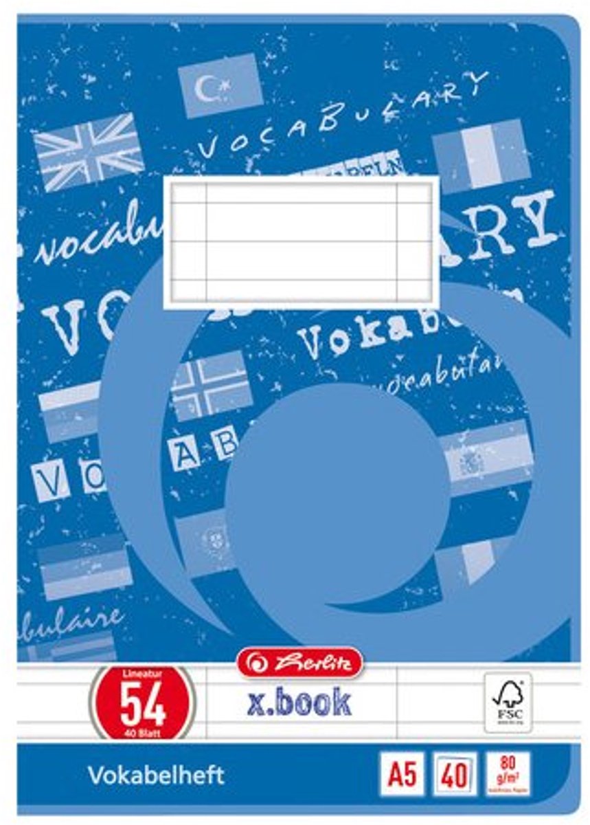 herlitz woordenboekschrift x.book, A5, 3 kolommen, 40 bladen