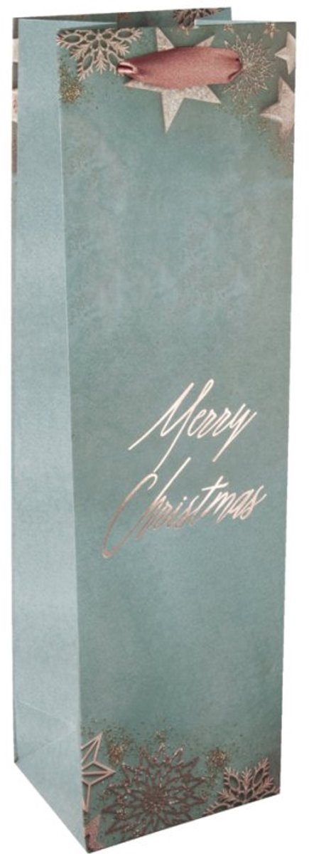 Sigel kerstcadeau flessentas Charmful Christmas, blauw/groen, 100×80×350 mm