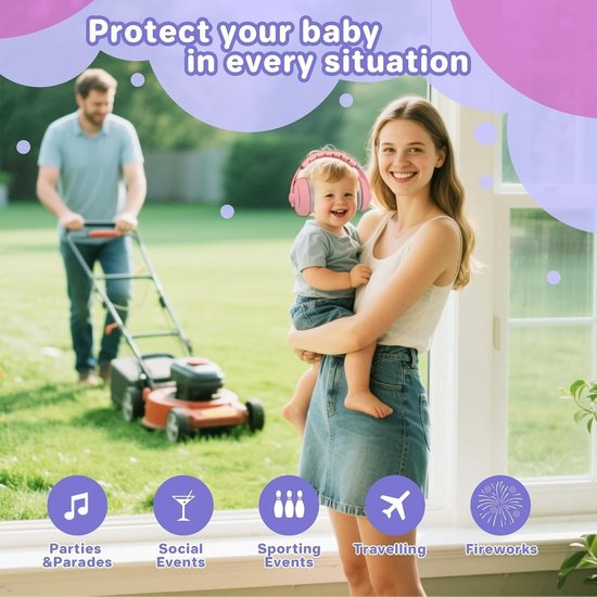 Comfortabele Oorkappen voor Baby's en Peuters tot 4 Jaar, Geluiddemping, Verstelbare Oorkappen voor Feestjes, Concerten en Bioscopen — afbeelding 4