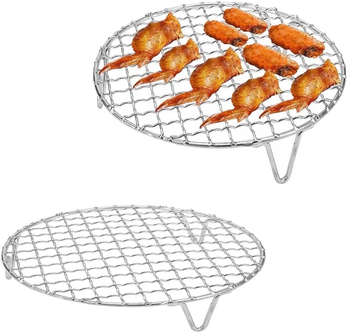 Ronde Grillrooster van 1.8 mm Dikte in RVS voor Buiten, Tuin, Kamperen en Picknicken (20 x 20 cm)