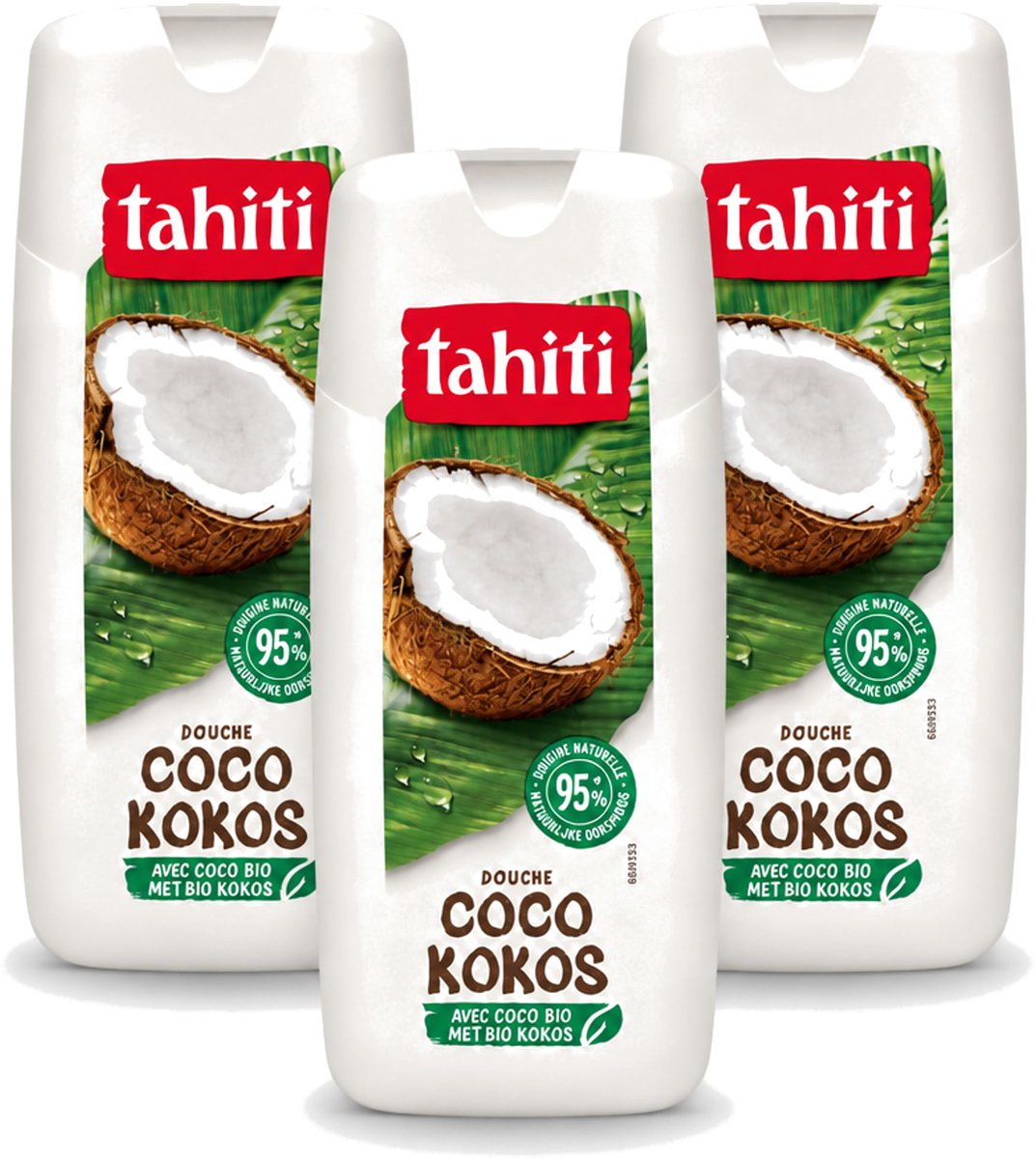 3 x Tahiti - Douchegel - Biologische Kokos - 100% Vegan - 300 ml - Voordeelverpakking - 3 stuks