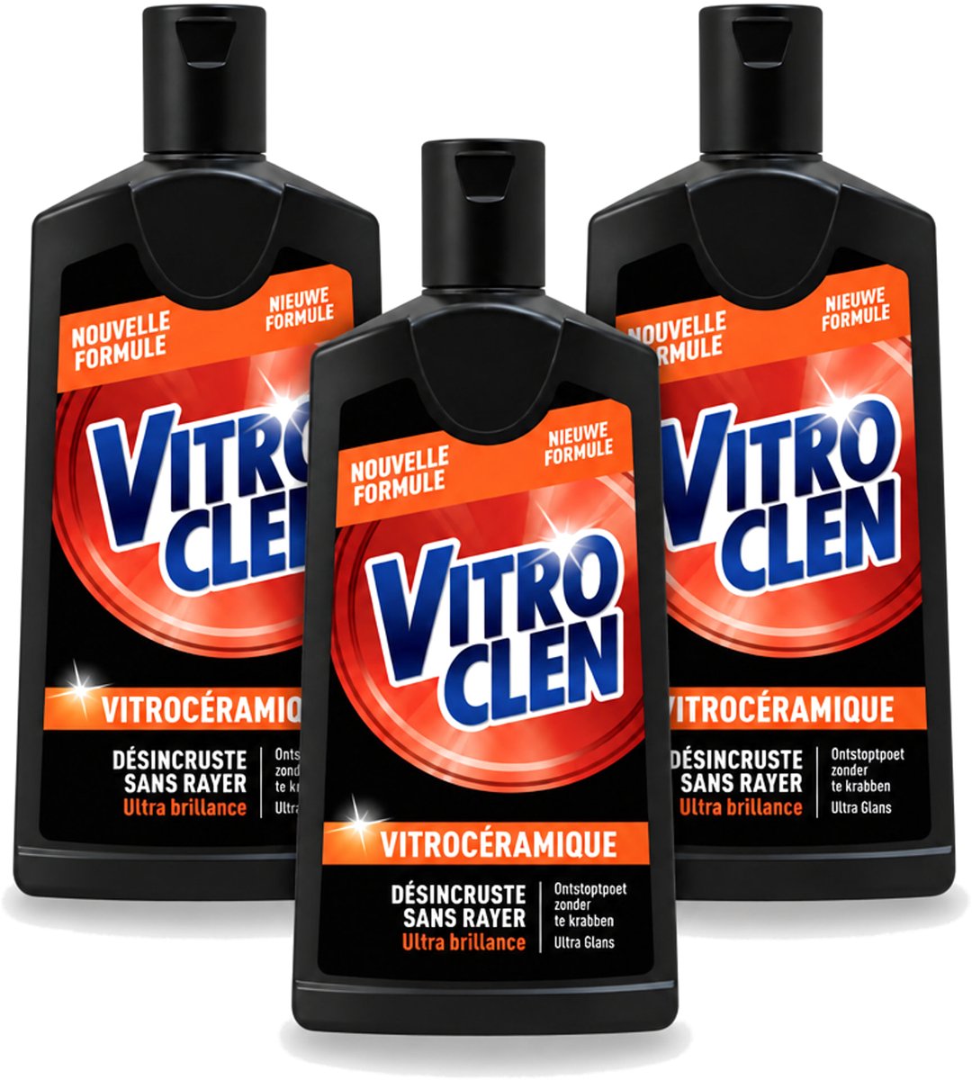 3 x Vitroclen - Kookplaatreiniger - Keramisch & Inductie - Ultra Glans - 310 ml - Voordeelverpakking - 3 stuks