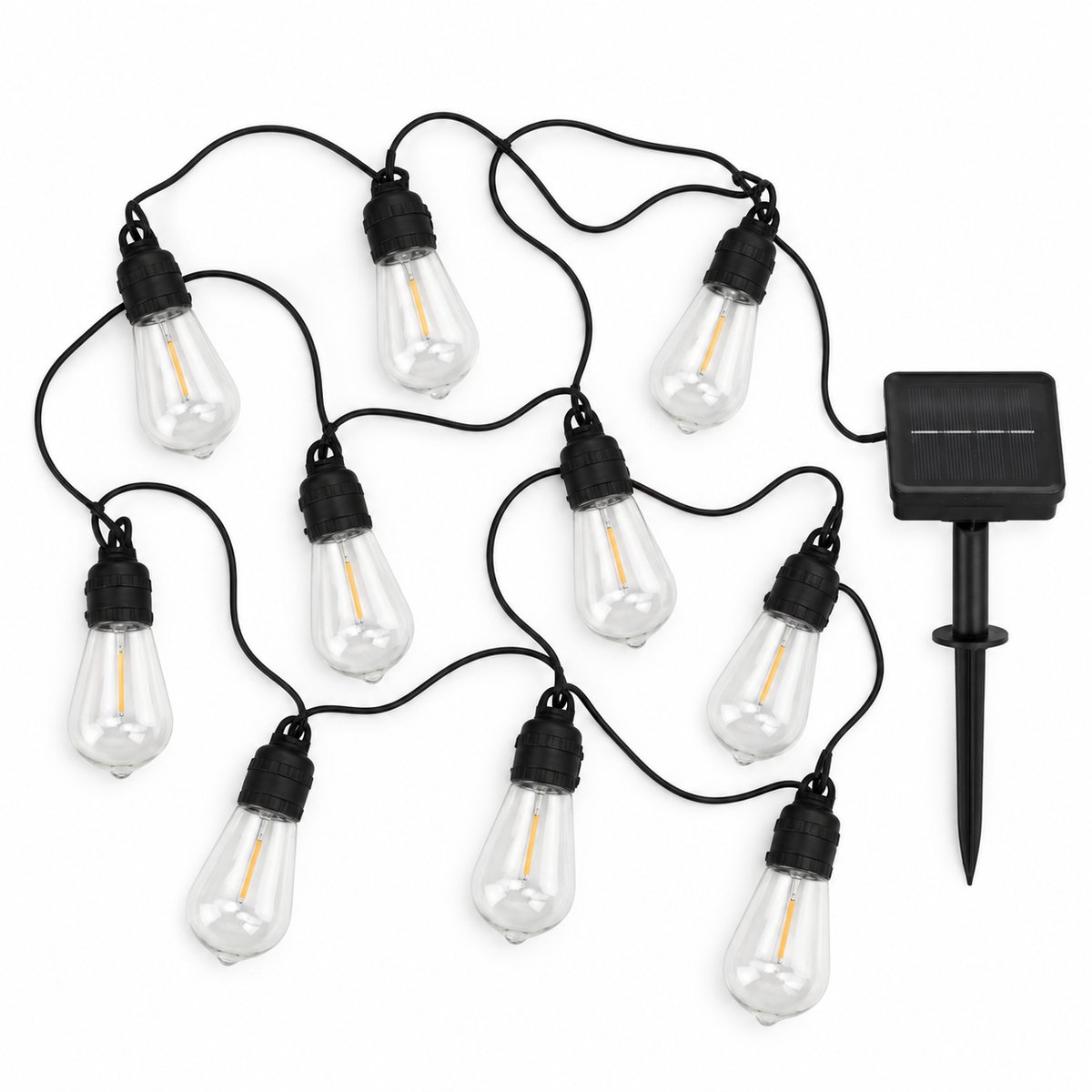 Solar Lichtsnoer met 10 Lampen - 7,31 m - Warm Wit - IP44