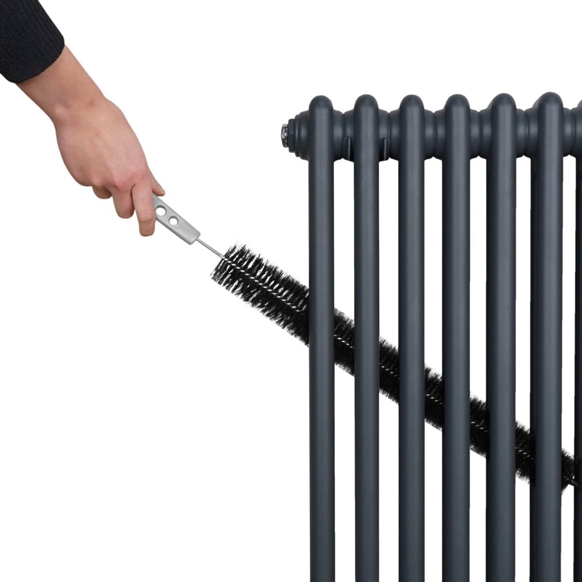 SnelShoppen - Traditionele 2 Kolom Radiator 1800mm x 202mm Verticale Wandmontage Matt Anthraciet Grijs Carbon Staal voor Woonkamer Badkamer Verwarming